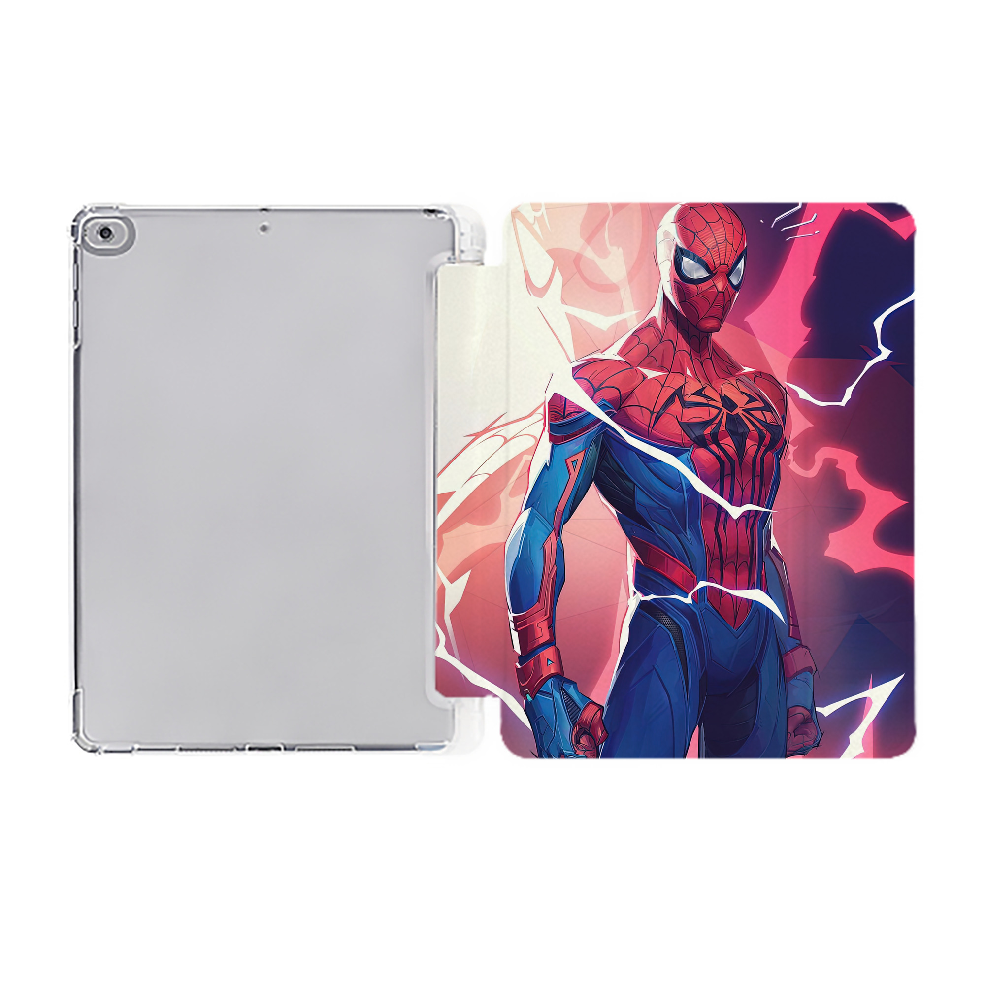 （画像用） Spider Man スパイダーマン IPad ケース ペン収納付き 三つ折りスタンド PUレザー×シリコン 対応機種9.5/10.5/10.9インチ